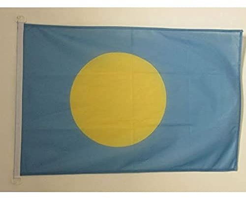 AZ FLAG - Drapeau Palaos - 45x30 cm - Pavillon Nautique Paluan Spécial Bateau Et Extérieur En Maille Bloquée Avec Anneaux Plastiques Intégrés - 30g