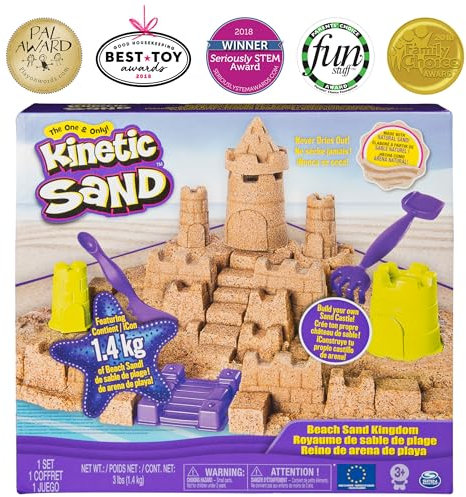 Kinetic Sand Sandburgen Set - mit 1,4 kg original magischem kinetischen Sand aus Schweden, 6 Förmchen und 2 Werkzeugen, für Kinder ab 3 Jahren