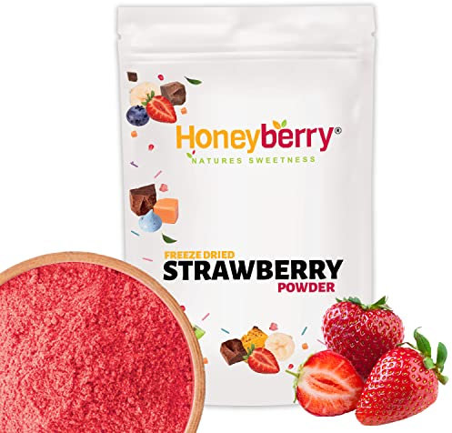 Polvo de fresa congelada (500 g), sin azúcar añadido, 100% natural, sin gluten, apto para veganos, entrega incluida