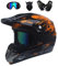 AMITD Motorrad Crosshelm Schwarz Grün Motocross Helm Set mit Brille (4 Stück), Fullface MTB Helm Kinder Cross Helm Motorradhelm Fahrrad Enduro Downhill BMX Off Road ATV, Orange, L(56~57)