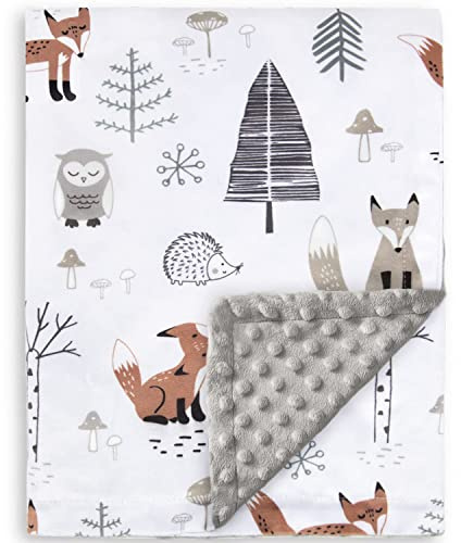 HOMRITAR Forest Foxe Baby Blanket for Boys Double Layer Dotted Backing