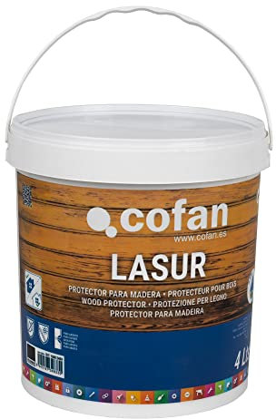 Cofan Lasur Protector al Agua para Madera | Color Palisandro con acabado Mate | Bote de 4 litros
