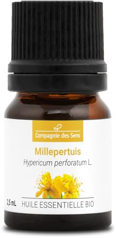 MILLEPERTUIS BIO - 2.5mL - Huile Essentielle de Qualité Premium - 100% Pure, Naturelle, Garantie ChromaCert - Chémotypée et Intégrale - La Compagnie des Sens