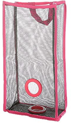 Soporte de bolsa de plástico, soporte de almacenamiento de bolsas de comestibles, dispensador de almacenamiento colgante de malla transpirable, bolsa de malla de almacenamiento(L-Rosa Rosa)