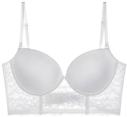 DABAOK Bandeau - Brasier sportivo a compressione, taglia L, senza schiena, morbido, con ferretto, senza aste, da donna, bianco, 90D