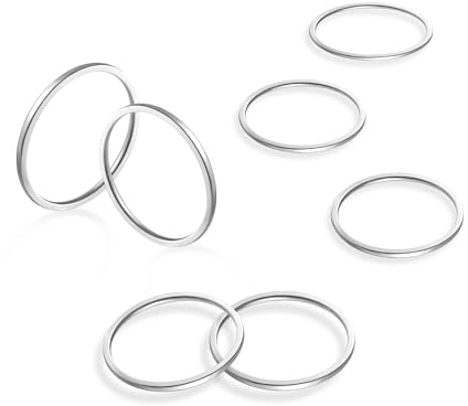 ALEXCRAFT Silver Ring For Women 7Pc Stackable Knuckle Ring Set Midi Rings Silver Stainless Steel Size H1/2 K M O Q S U