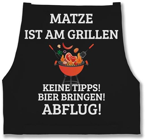 Schürze - Grillschürze - Ist am Grillen mit Namen - Geschenk Vatertag Grill Lustig - 85x69 - Schwarz - lustige grillgeschenke personalisierte schürzen für männer geschenke