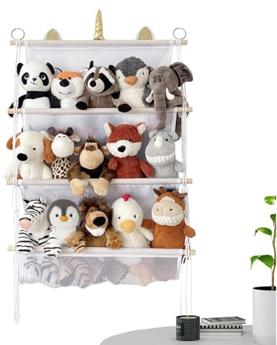 Wpsagek 3-lagige Kuscheltier Aufbewahrung Netz, Stofftier Spielzeug Hängend Organizer, Kuscheltier Aufbewahrung Wandaufbewahrung Für Kinderzimmer Deko
