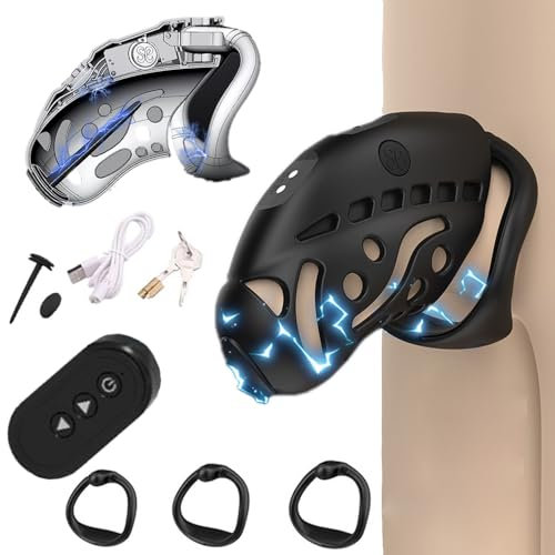 Jpscor Sexuelle Elektrostimulation Peniskäfig Elektro Schock Keuschheitskäfig mit Fernbedienung BDSM Fetisch Bondage Wasserdicht Penies Käfig Chastity Cage Sexspielzeug für Männer