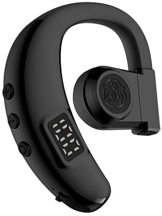 Hmusic Auriculares Bluetooth, V5.4 Auriculares inalámbricos, para Uso Izquierdo y Derecho, 20 Horas de reproducción Auricular con micrófono ENC para Conducir, amioneros, Negocios, Oficina -Negro