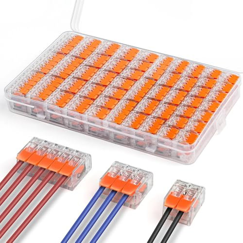 NEUTYPECHIC Kabelverbinder Kabelklemmen Elektro, 75 Stück Verbindungsklemmen, 4mm² Leiter LüSterklemmen Aus Feuerfestem Pc Material für 2-3-5 Leiter Elektro Draht Kabelklemmen