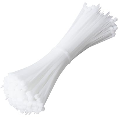 Beshine White Cable Ties, 200mm x 3.6mm, Pack of 200, 8 Tie Wraps - Self Locking, Strong Nylon Zip Ties for Home Office Garage and Workshop