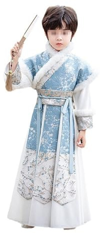 UNYQBFKM Kung Fu Hanfu for Boy Swordsman Martial Arts Performance Costume Tang Suit Cosplay Outfit,130cm