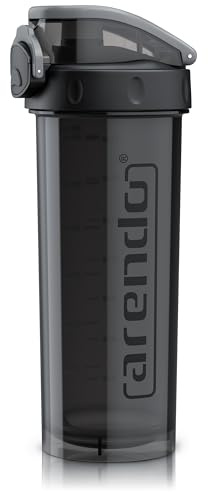Arendo - Eiweiß Shaker Protein Shaker – 800ml – Trinkflasche mit Deckel – Mundstück - Füllmenge Skala Markierungen – Spülmaschinen geeignet – Proteinshaker für Freizeit Sport Fitness