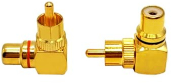 Voluty Tek Connettore audio video adatto per RCA maschio a femmina ad angolo retto adattatore di 90 gradi per sistemi audio 2 pezzi