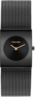 Calvin Klein Zwei-Zeiger-Quarzwerk-Uhr für Damen Kollektion CK Pulse mit Schwarzes Edelstahl-Mesh-Gliederarmband - 25100138