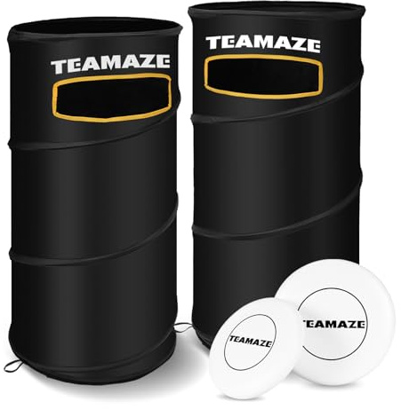 Teamaze Disc Golf Basket Set with 2 Flying Discs | Foldable Backyard & Beach Toss Game for Adults | All-Weather Outdoor Games with Carry Bag | Perfect for Lawn, Tailgating & Camping Games