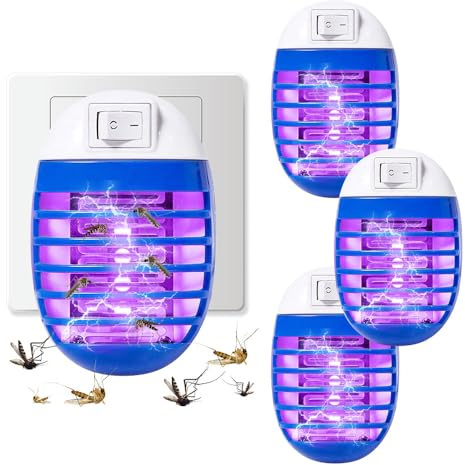 DAJASD 4 Piezas Lámpara Antimosquitos Electrico, Lámpara Eléctrica Antimosquitos con Luz UV, Mata Mosquitos Tipo Enchufe, para Cocina, Dormitorio, Comedor