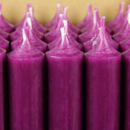 Bütic GmbH Stabkerzen durchgefärbt 250mm x Ø 22mm - Kerzen hochgereinigt, Brenndauer 11,5h, geruchsneutral, rußarm mit rückstandsfreiem Abbrand, Farbe:Aubergine, Set mit:8 Stück