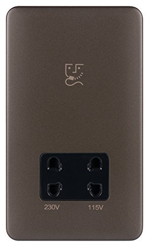 Schneider Electric Lisse Deco - Presa per rasoio, senza viti, doppia tensione, 115/230 V, GGBL7090BMBS, bronzo moka con inserto nero