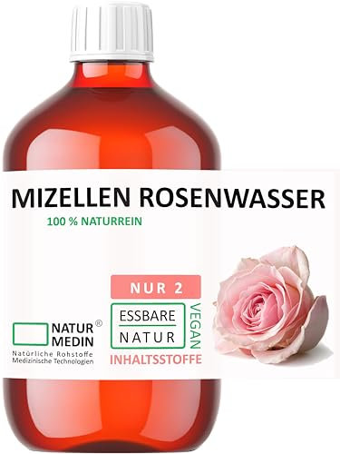 500-ml ESSBARES MIZELLEN ROSENWASSER 100% Naturrein Essbares Mizellenwasser, Gesichtswasser, Gesichtsreinigungswasser NATURMEDIN®