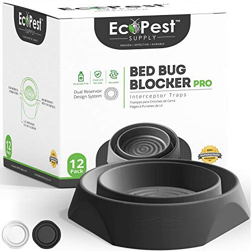 Bed Bug Interceptors – 12 Pack | Bed Bug Blocker (Pro) Interceptor Traps (Black) | Eco Friendly Insect Trap for Bed Legs | No Chemicals or Pesticides | Monitor, Detector, and Trap for Bed Bugs
