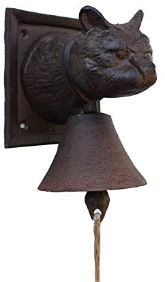 ZZYE Türglocke Gusseisen Gusseisen Katzen-Kopf-Türklingel Türklingel der Wand befestigte Glocke Verziert Rustic Cottage Patio-Garten-Farm Country Barn Dekor braun türglocke