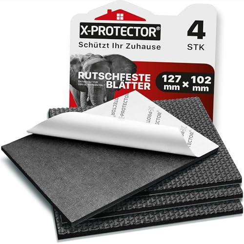 X-Protector Gummiplatte - 4 Stück Antirutsch Pads 127 × 102 mm - Schwarze