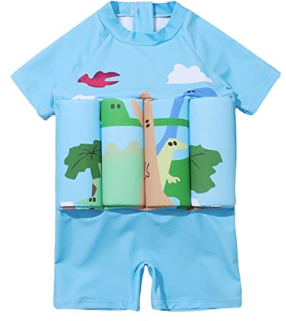 B�b� Gar�on Tout-Petit Flotteur Maillot de Bain Une pi�ce Flottant Manche Courte Flottabilit� r�glable Maillots V�Tements de Plage d'�t� Rashguards Bleu Ciel 18-24 Mois