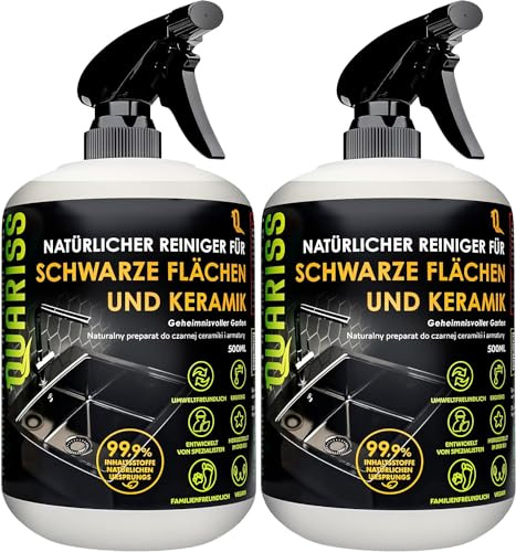 Detergente Naturale per Ceramiche e Rubinetti in Nero - Anticalcare Potente per Bagno, Lavandino, Soffione Doccia, Rubinetti, Piastrelle e Superfici Nere 2 x 500ml