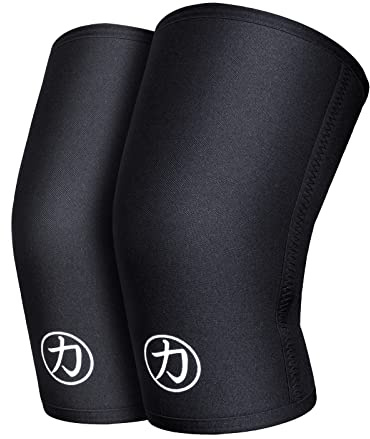 Strength Shop Ginocchiere uomo e donna in neoprene 7 mm, 1 paio (L), Colore: Nero, ginocchiere palestra IPF approved resistenti agli strappi, ginocchiere powerlifting, ecc.