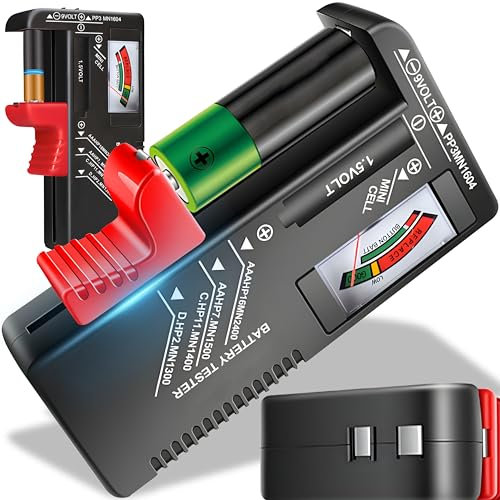 Retoo Batterietester Analog für Batterie, Akku AAA, AA, CR, Knopfzellenbatterie, 1.5V 3.7V 9V, Anzeige des Ladestatus/Volt, Multi Size Batterieprüfgerät, Testgerät, Batterieprüfer, Messgerät, Schwarz