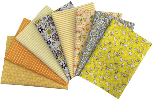 Jukway 8 piezas de paquetes de tela de algodón cuadrados de 50 x 50 cm, patrones impresos, tela de algodón para patchwork, manualidades, costura DIY para acolchado, decoración, scrapbooking, trabajo