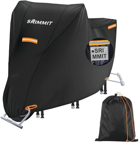 Telo Coprimoto Impermeabile per Esterno,Coprimoto Impermeabile in 420D,con Finestra Trasparente Per La Targa,4 Strisce Riflettenti, 3 Fibbie Antivento, 2 Fori Di Bloccaggio(4XL 270 X 95 X 140CM)