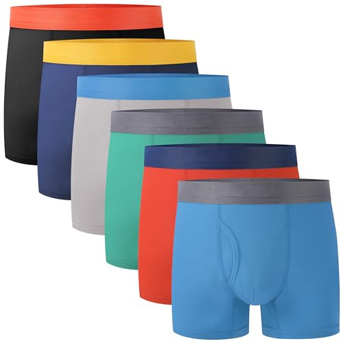 BAMBOO COOL Boys' Boxer Briefs 6-18Y Underwear Moisture-Wicking Lightweight and Ultra Soft 6-Pack