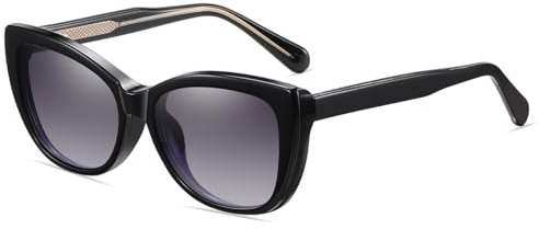 LIGOES TR90 clip magnetica su occhiali da sole polarizzati Cat Eye occhiali da sole multifunzionali moda (nero con grigio)
