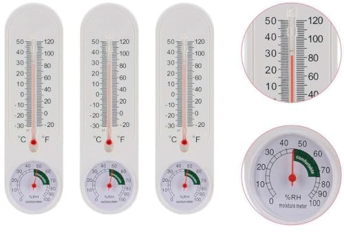 HFLWYWD Termómetro higrómetro higrómetro para exteriores/interiores, medidor de humedad, termómetro, temperatura y humedad con grados Celsius/Fahrenheit para invernadero, oficina en casa (3 unidades)