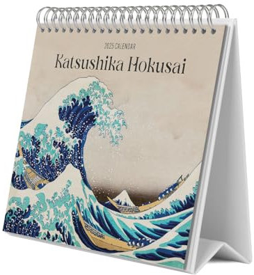 Grupo Erik Kalender 2025 Tischkalender Hokusai Kalender 2025 Familienplaner Tischkalender 2025 zum Aufstellen 20 x 17 cm Jahreskalender 2025, Blau