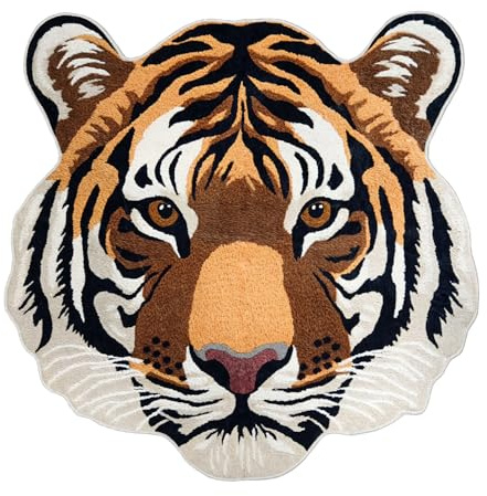 YuChiSX Alfombra infantil diseño tigre, 120x120 cm, lavable, para habitaciones niños/bebés
