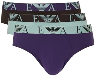 Emporio Armani Confezione da 3 Slip da Uomo con monogramma audace, Marrone, XL, Marrone, XL