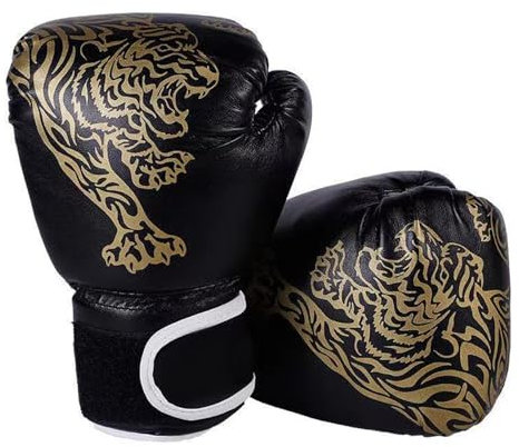 Kinder-Boxhandschuhe, 170 g, Muay-Thai-Handschuhe für Jungen und Mädchen, goldenes Tigermuster, MMA-Sparring-Handschuhe für Boxsack, Kickboxen, Muay Thai, MMA für Alter 6–12 Jahre