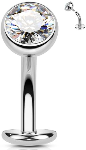 OUFER Titanium G23 Internal Belly Bar 14G Floting Belly Button Ring 8/10/12 mm Navel Piercing for Women Zirconia Cubic Body Jewellery