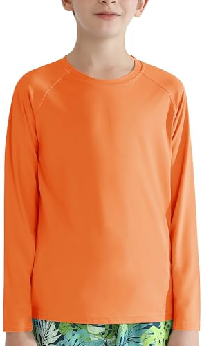 Valcatch Boy's Girls UPF 50+ Long Sleeve Swim Rash Vest, Orange, 14-16Y