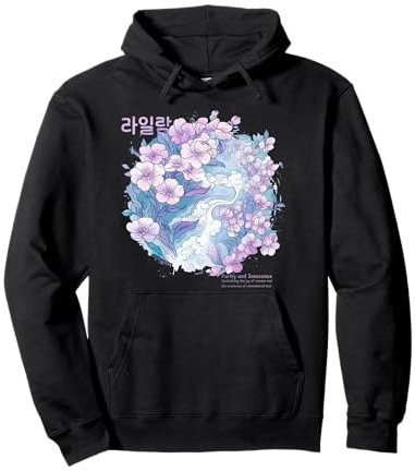 Korean Lilac flower in Aesthetic grunge retro Kpop vaporwave Pullover Hoodie
