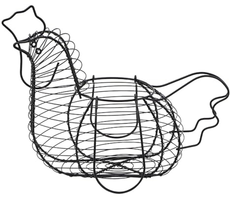 Cestino per uova di gallina in metallo nero, 26,5 x 34 x 22 cm, per raccogliere uova, multifunzionali e pratici, stile rustico, decorazione per piano di lavoro della cucina