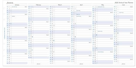 Filofax Calendar Diary Refill, A5 Size, Vertical Year Planner, White Paper, English, 2026 (C68501-26)