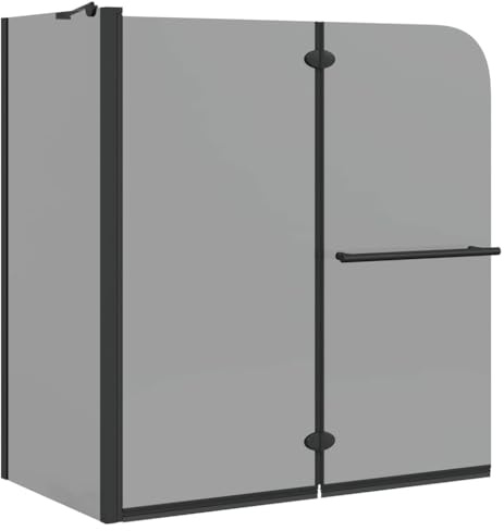 vidaXL Enceinte de Douche Pliable en Deux Transparent Foncé, Paravent de Bain, écran en Verre Moderne, Cabine de Douche Pliable, partition compacte et Gain de Place