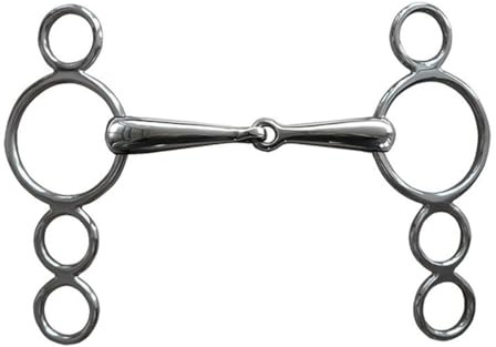 ECVGHD Stainless Steel Gag Bit Horse Bit Jointed Mouth 3 Rings Metal Gag Bit