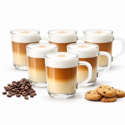 BigDean 6 Latte Macchiato Gläser mit Henkel 230 ml klare Latte Gläser