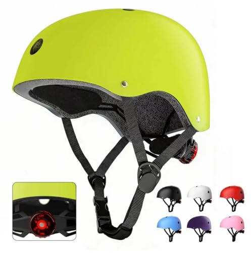 Kids Bike Helmet，Adjustable Multi-Sport Boys & Girls Bicycle Helmet Ages 5 8 12, Kids Helmet Size 51-58cm for Skateboard Scooter Roller Skate (Green, XS:20.08-22.05)